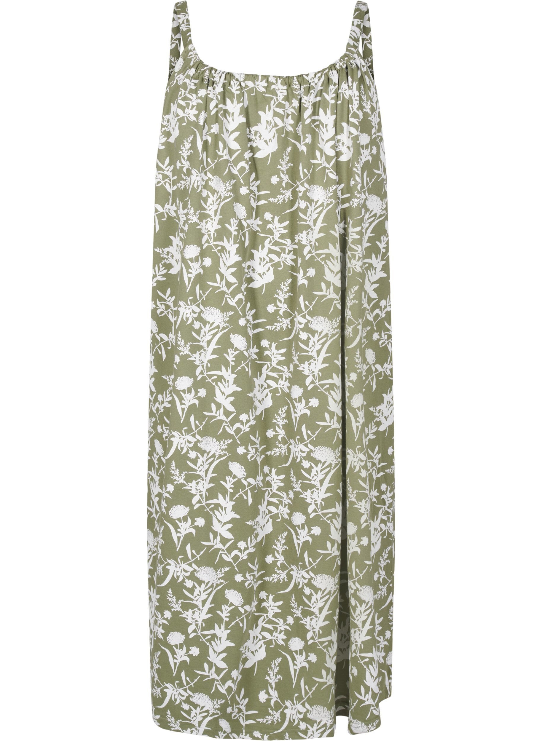 ZizzifashionKnee-length strap dress in organic cotton, Green, Packshot image number 0