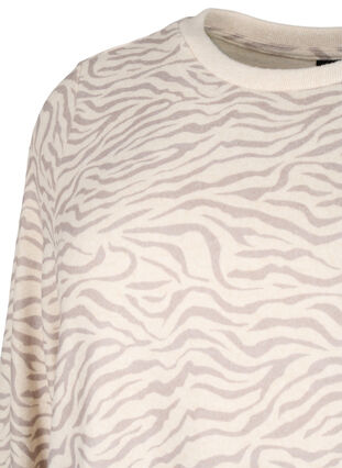 Long-sleeved velour blouse with print, Pink Tint AOP, Packshot image number 2