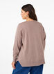 Long-sleeved knitted blouse with slit, Grey, Model image number 2