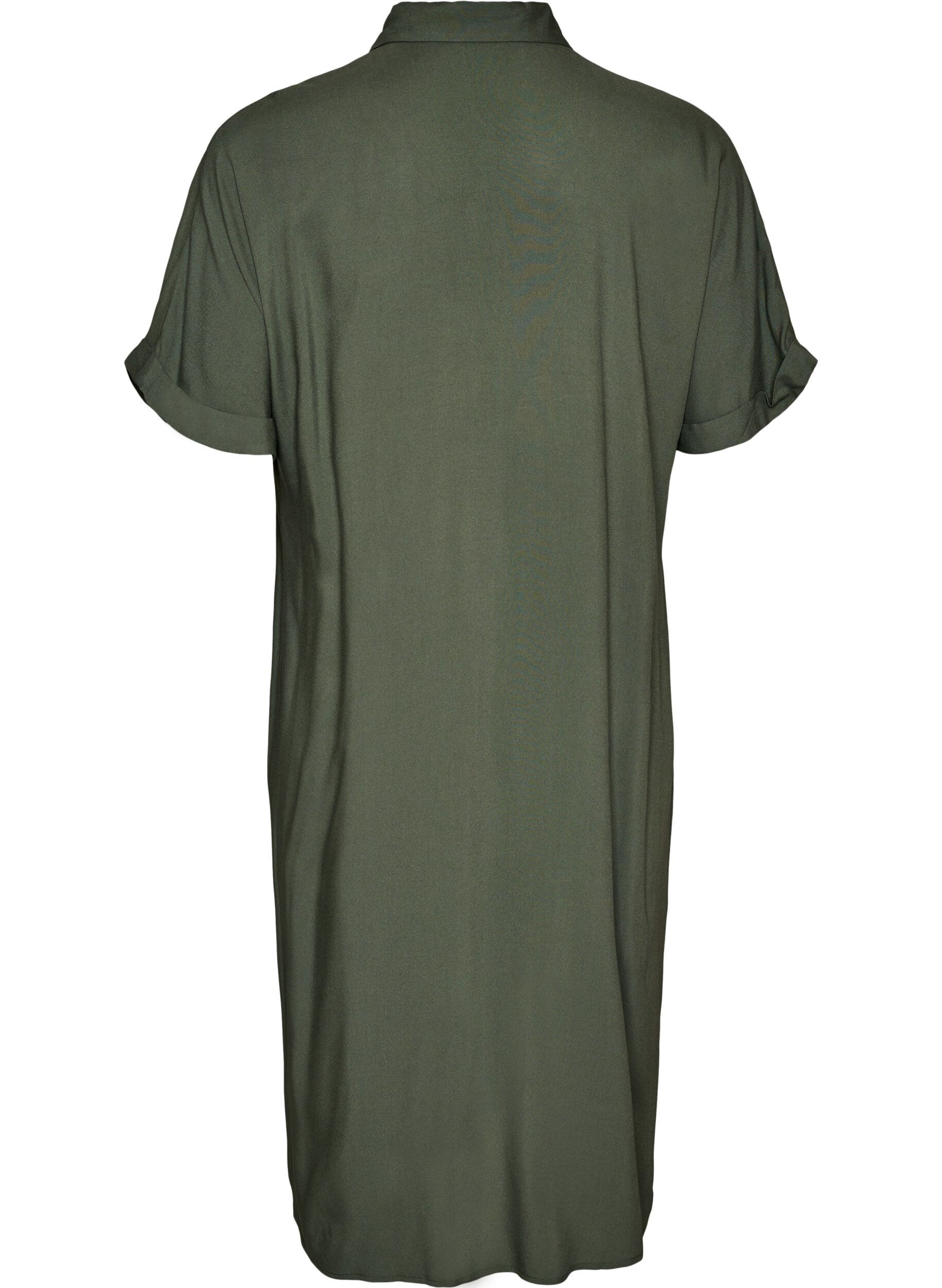 ZizzifashionLong shirt dress with short sleeves, Green, Packshot image number 1