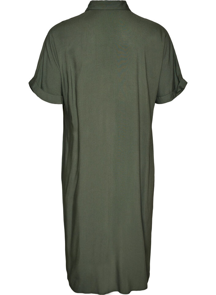 Long shirt dress with short sleeves, Green, Packshot image number 1