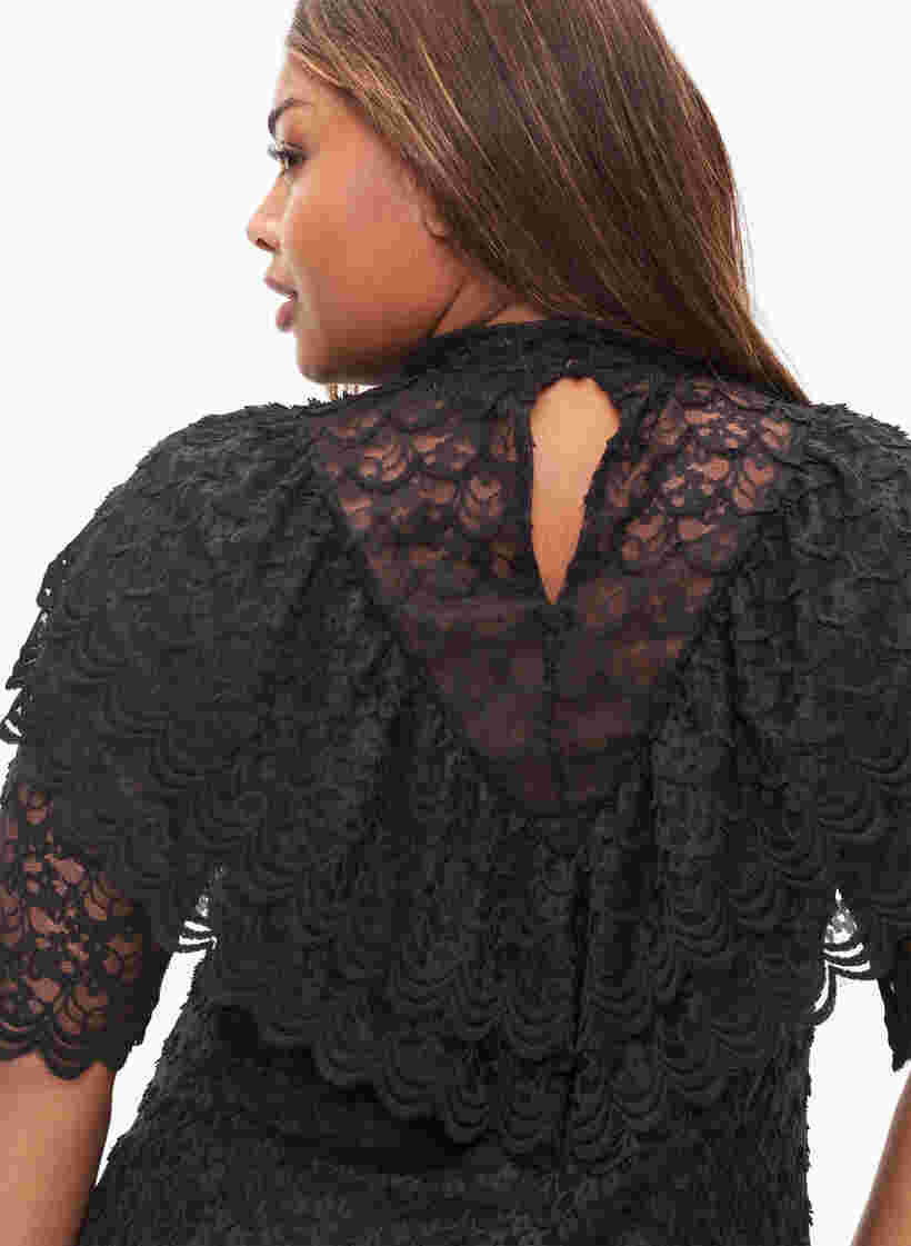 Lace dress with 2/4 sleeves, Black, Model image number 2