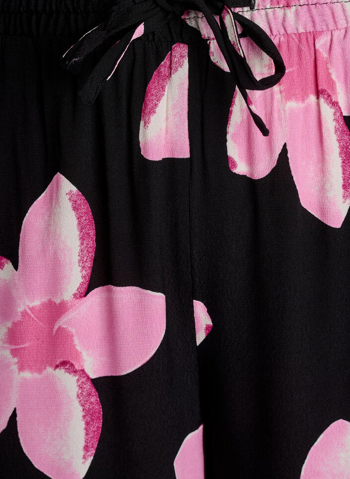 Loose viscose trousers with print, Black, Packshot image number 2