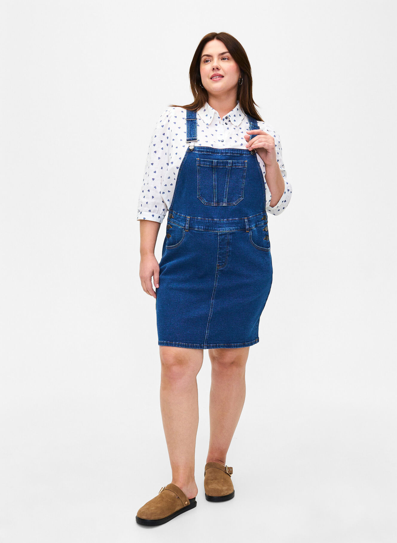Overalls dress in denim - Blue - Sz. 40-64 - Zizzifashion Overalls dress in denim - Blue - Sz. 40-64 - Zizzifashion