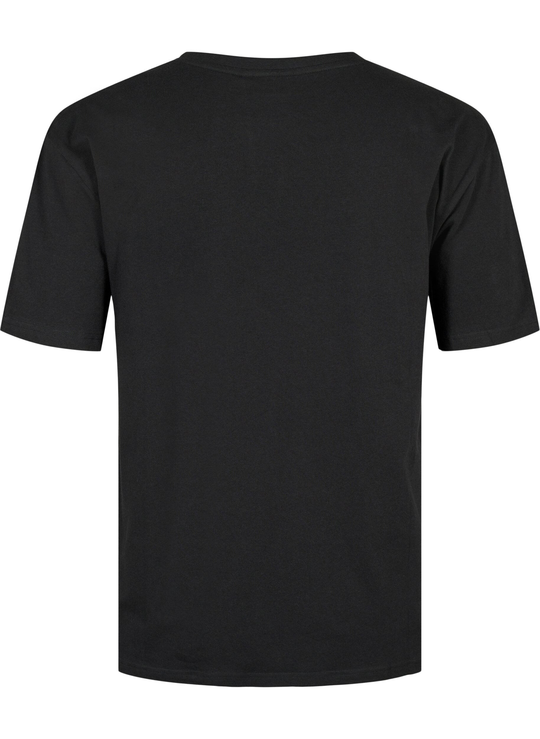 Zizzifashion T-shirt in organic cotton with similistones, Black, Packshot image number 1