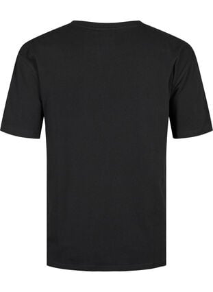 T-shirt in organic cotton with similistones, Black, Packshot image number 1