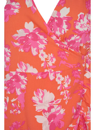 Printed short-sleeved wrap dress, Orange AOP, Packshot image number 2