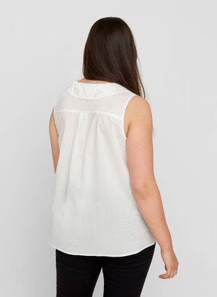 Sleeveless shirt in cotton, Bright White, Model image number 1