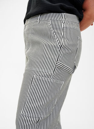 Striped cargo jeans with a straight fit, Black White Stripe, Model image number 3