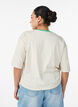 Boxy T-shirt with stripes and statement print, Vanilla, Model image number 2