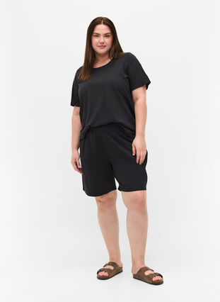 Marled t-shirt with short sleeves, Black, Model image number 2