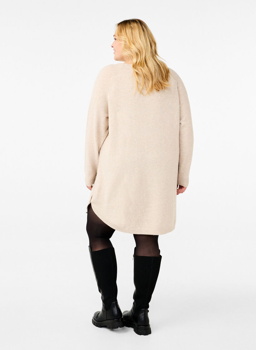 Melange knit dress with buttons, Pumice Stone Mel., Model image number 1