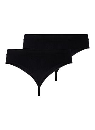 2-pack basic thong with regular waist, Black, Packshot image number 1