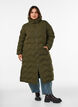 Long hooded puffer jacket with a wave pattern, Green, Model image number 0