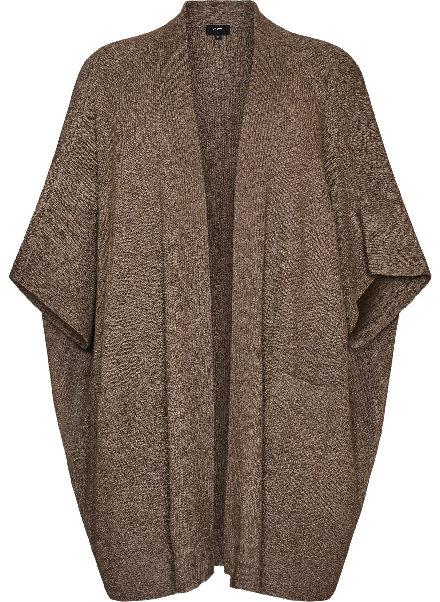 Cardigan with open front and wide sleeves