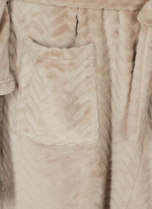 Short patterned dressing gown with pockets, Cuban Sand, Packshot image number 3