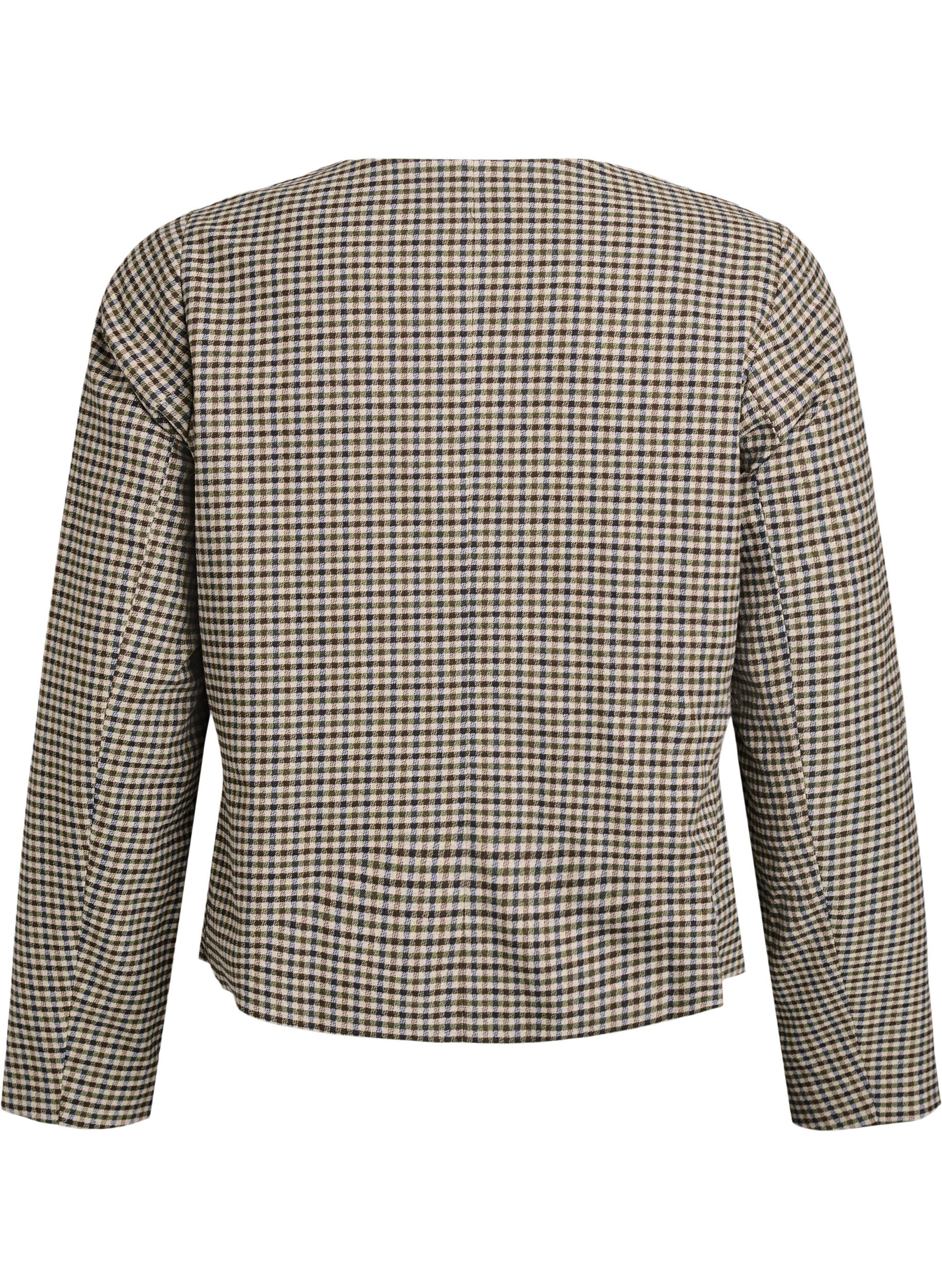 Zizzifashion Short jacket with gold-coloured buttons, Brown, Packshot image number 1