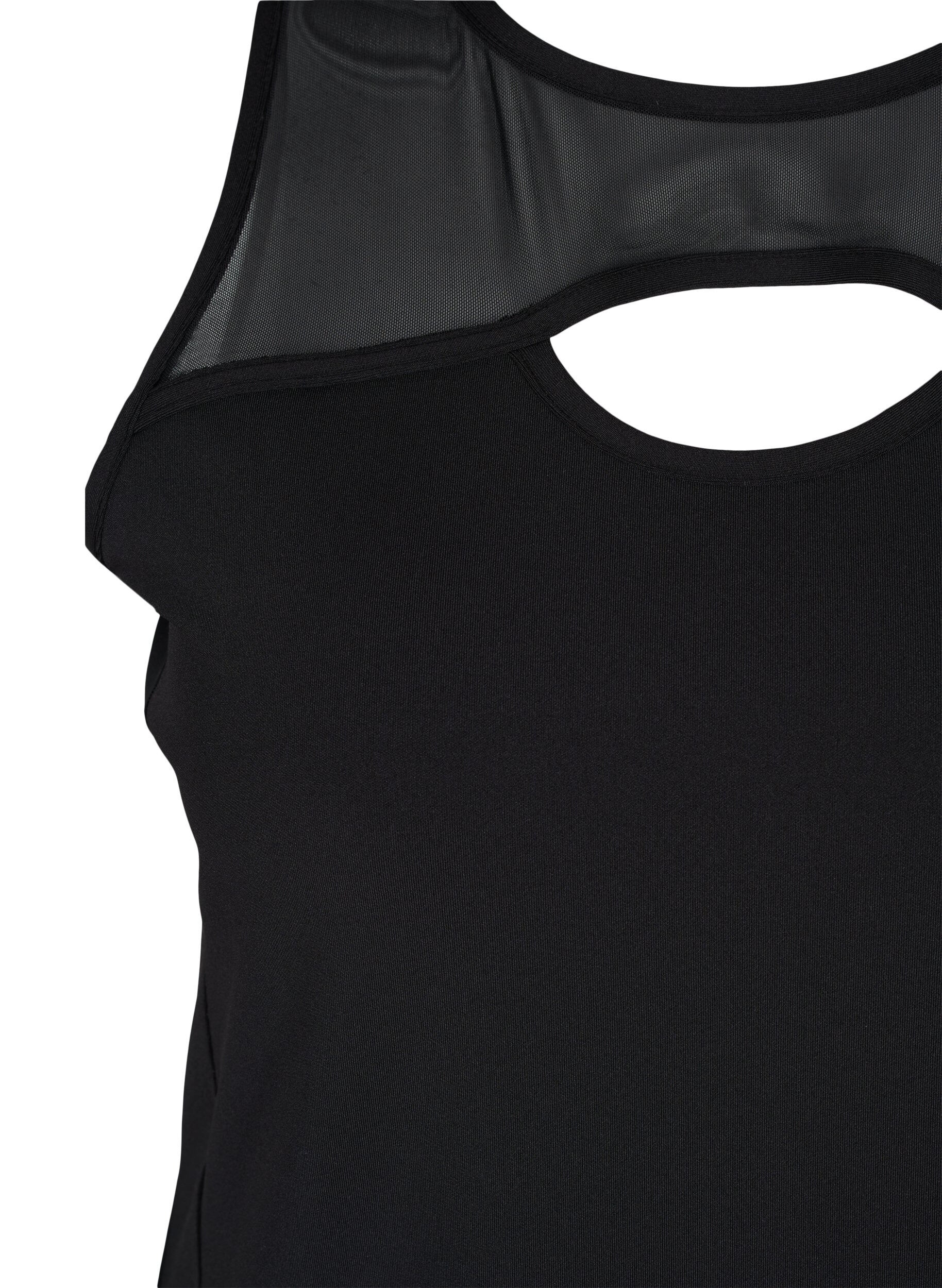 Zizzifashion Mesh workout top with racer back, Black, Packshot image number 2