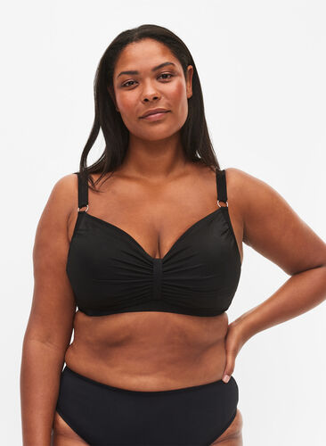 Bikini underwire bra with draping, Black, Model image number 0