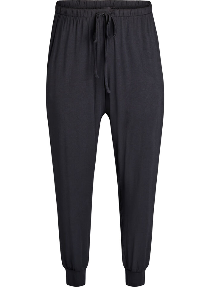 Night trousers in modal with high waist, Black, Packshot image number 0