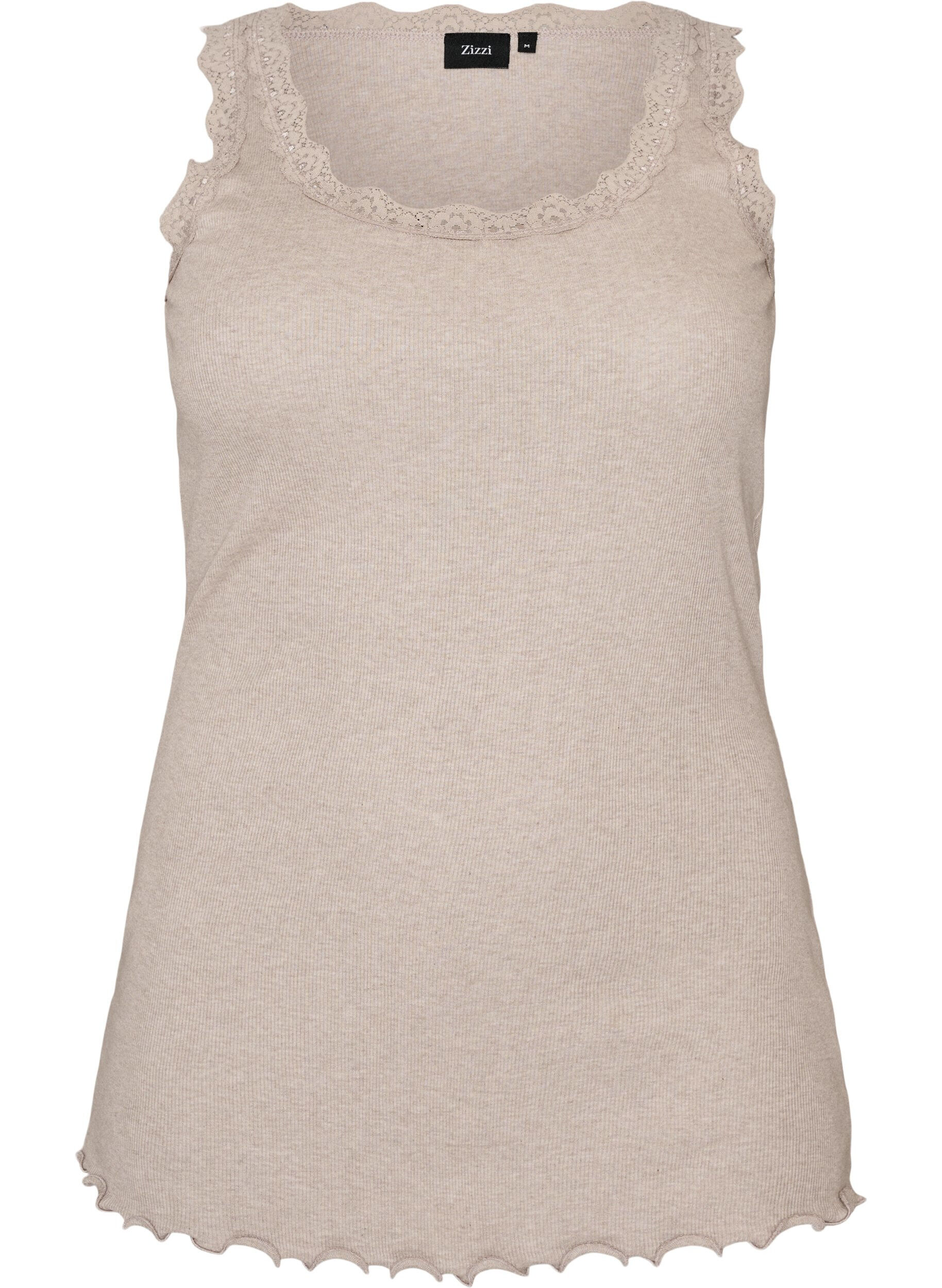 Ribbed top with lace trim