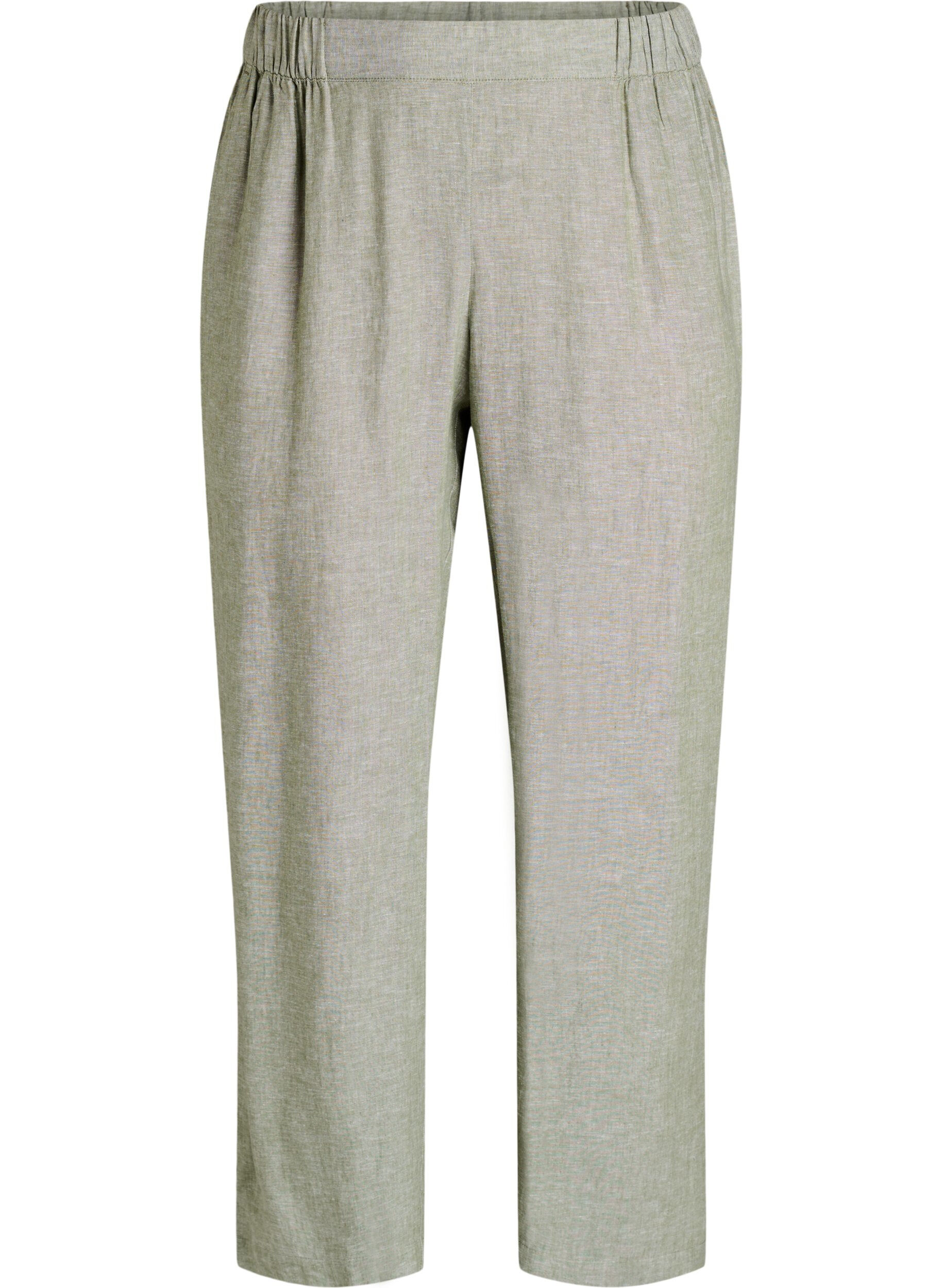 Zizzifashion Loose trousers in linen and viscose, Green, Packshot image number 0