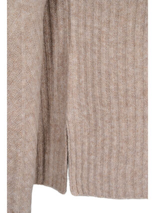 High-neck knitted jumper with rib details, Simply Taupe Mel., Packshot image number 3