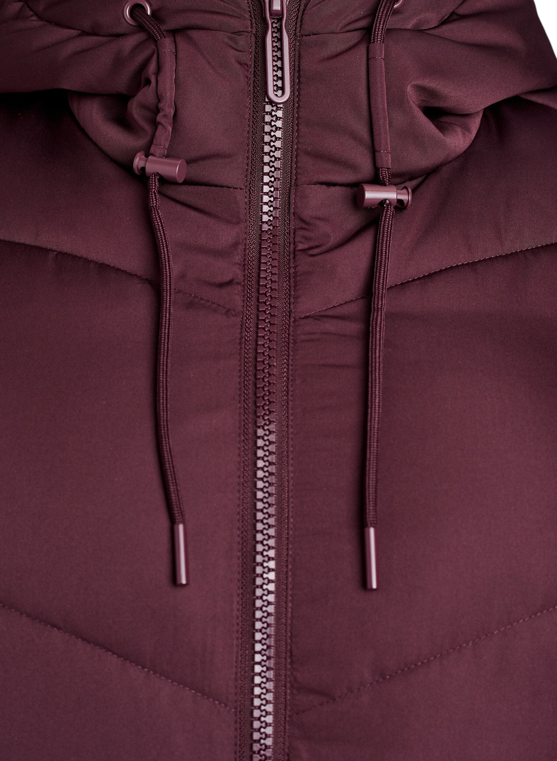 ZizzifashionLong puffer coat with hood and pockets, Dark Bordeaux, Packshot image number 2