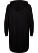Long-sleeved sweat dress with hood, Black, Packshot image number 1