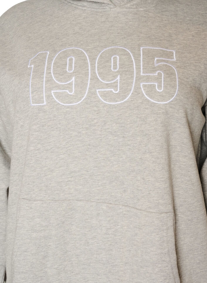 Hoodie with embroidered motif, Grey, Packshot image number 2