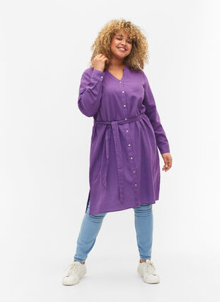 Shirtdress with long sleeves, Deep Lavender, Model image number 2