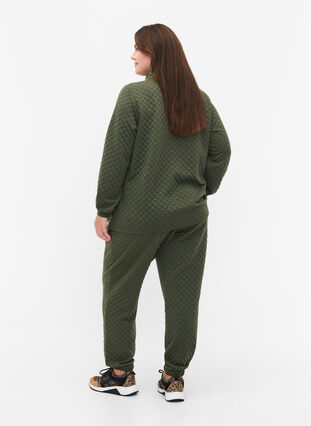 Quilted jogging bottoms with pockets, Thyme, Model image number 1