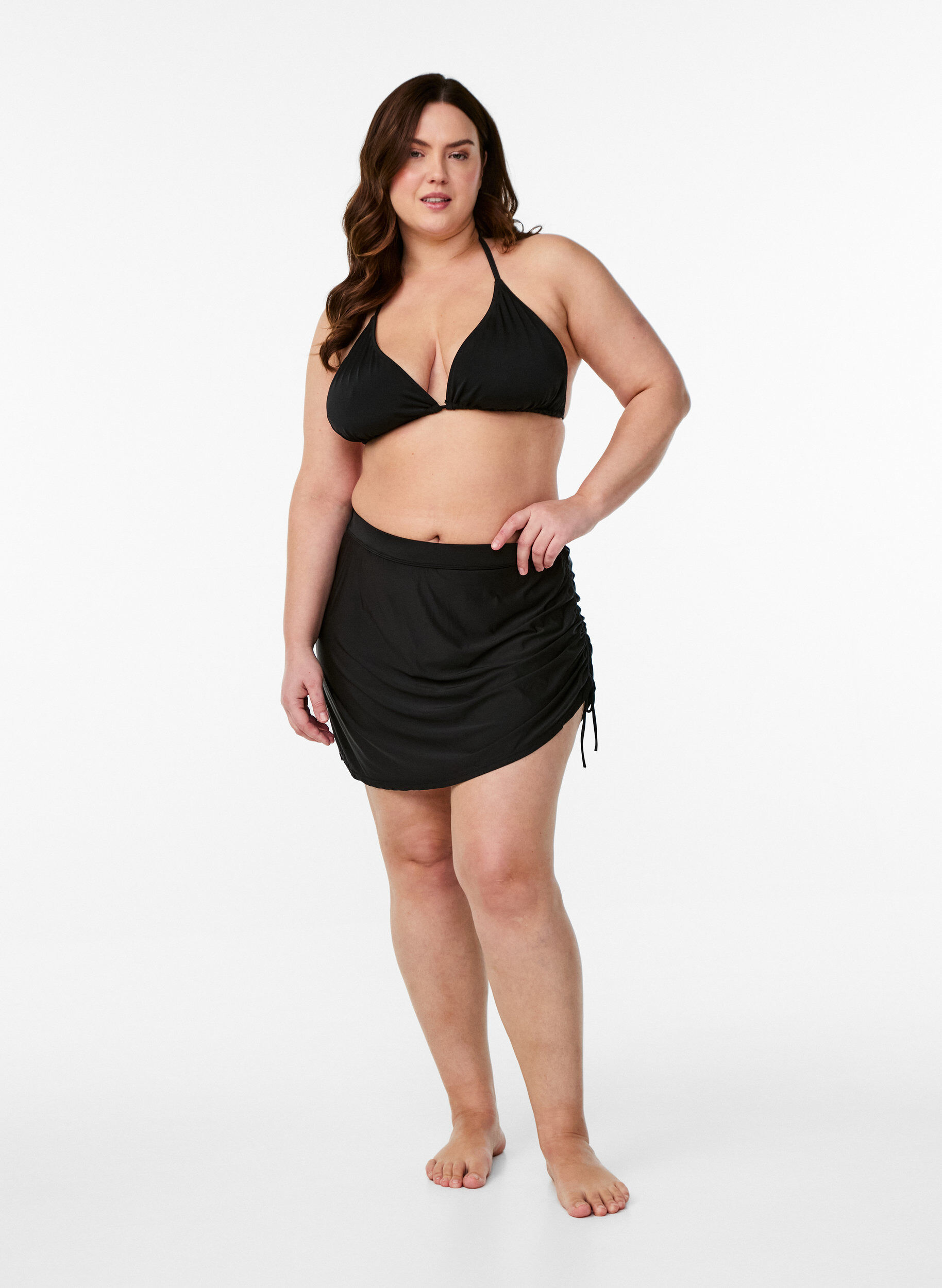 Zizzifashion Bikini skirt with attached briefs, Black, Model image number 1