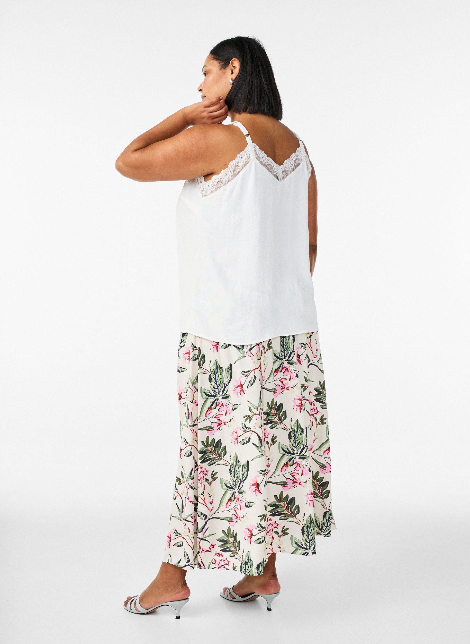 ZizzifashionViscose maxi skirt with smocking, Vanilla, Model image number 1