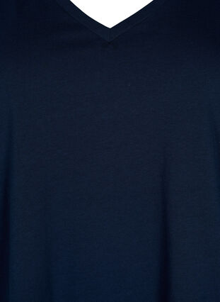 Cotton t-shirt with short lace sleeves, Navy Blazer, Packshot image number 2