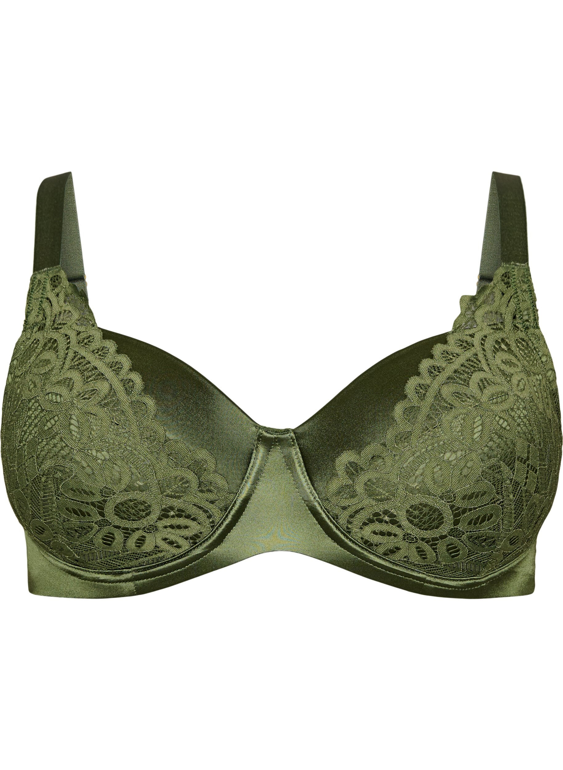ZizzifashionPadded underwired bra with lace, Green, Packshot image number 0