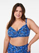 Bikini top with underwire and pattern, Blue, Model image number 0