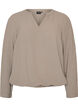 Balloon silhouette blouse with V-neck, Beige, Packshot image number 0