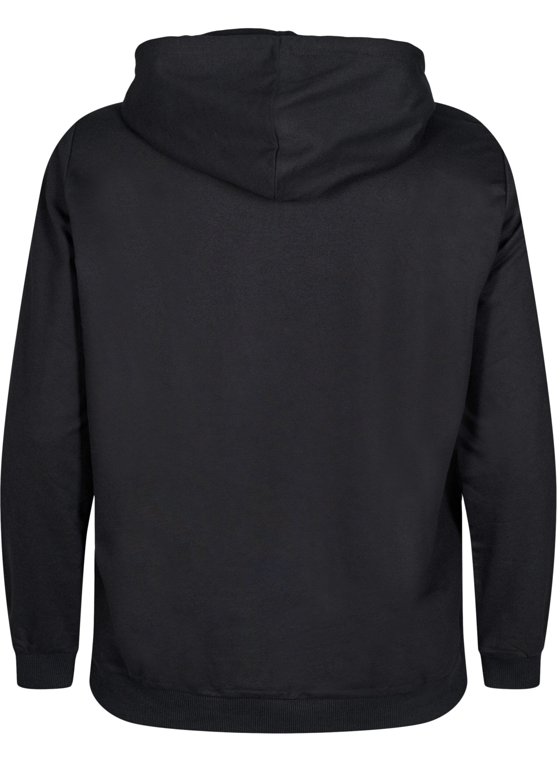 Zizzifashion Sweatshirt with hood and print, Black, Packshot image number 1