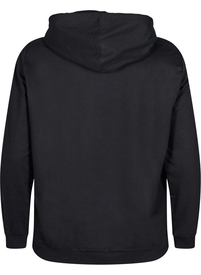 Sweatshirt with hood and print, Black, Packshot image number 1