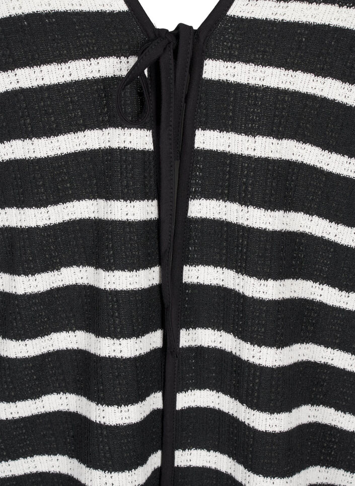 Cardigan with ties, Black White stripe, Packshot image number 2