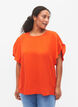 Short-sleeved blouse with wrinkles, Orange.com, Model image number 0