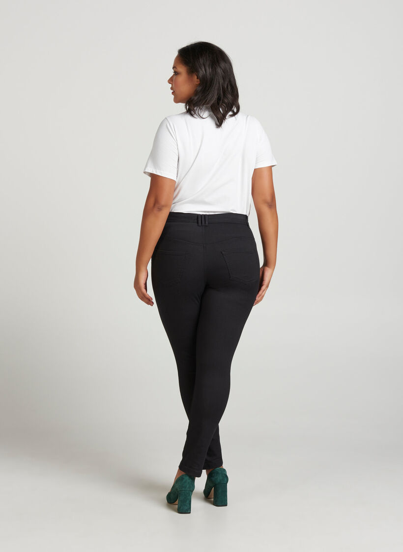 Extra slim fit Amy jeans with a high waist, Black, Model image number 2
