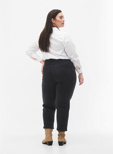 Cropped Vera jeans with straight fit, Black, Model image number 1