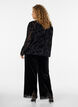 Velvet trousers with lace trim and wide legs, Black, Model image number 2