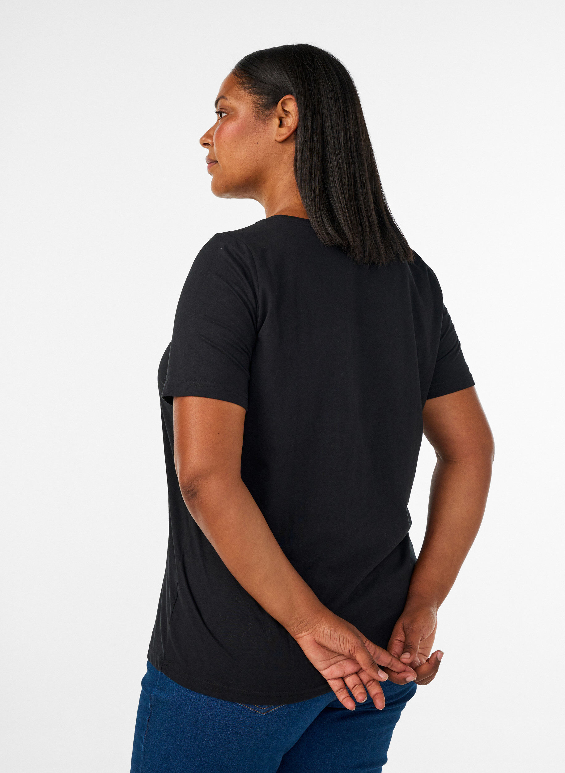 ZizzifashionT-shirt with motif, Black, Model image number 2