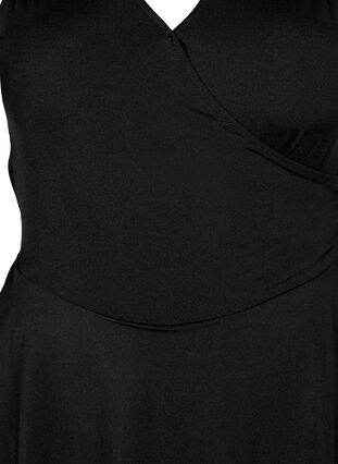 Swim dress with crossed back and skirt, Black, Packshot image number 2