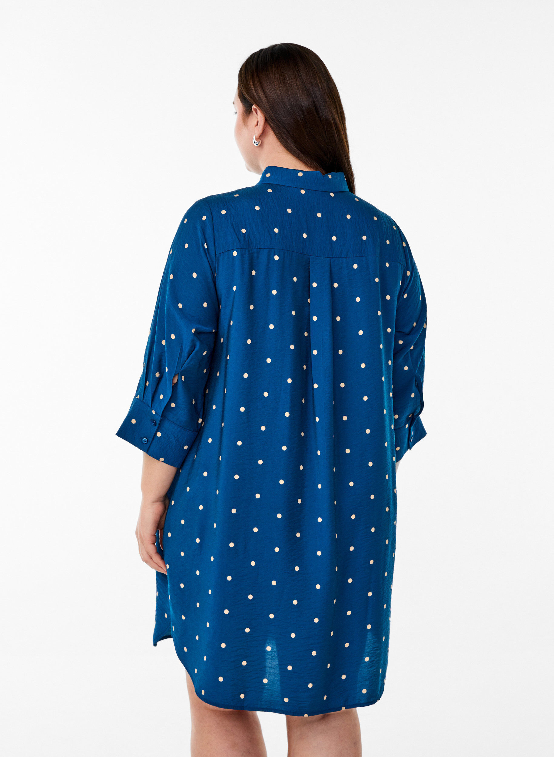 ZizzifashionShort dress with collar and chest pocket, Blue, Model image number 2