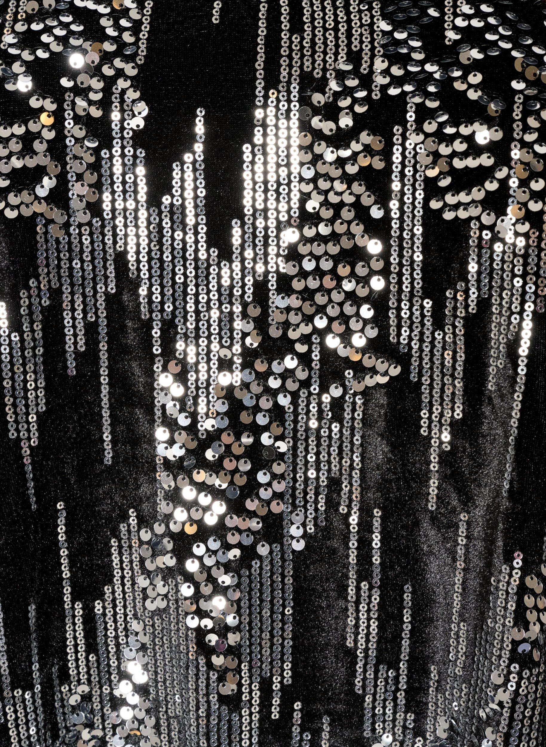 ZizzifashionShort sequin dress with balloon sleeves, Black, Packshot image number 2