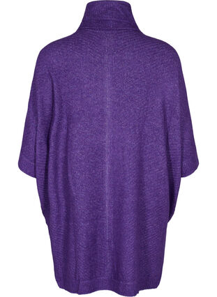 Knitted poncho with turtleneck, Ultra Violet Mel., Packshot image number 1